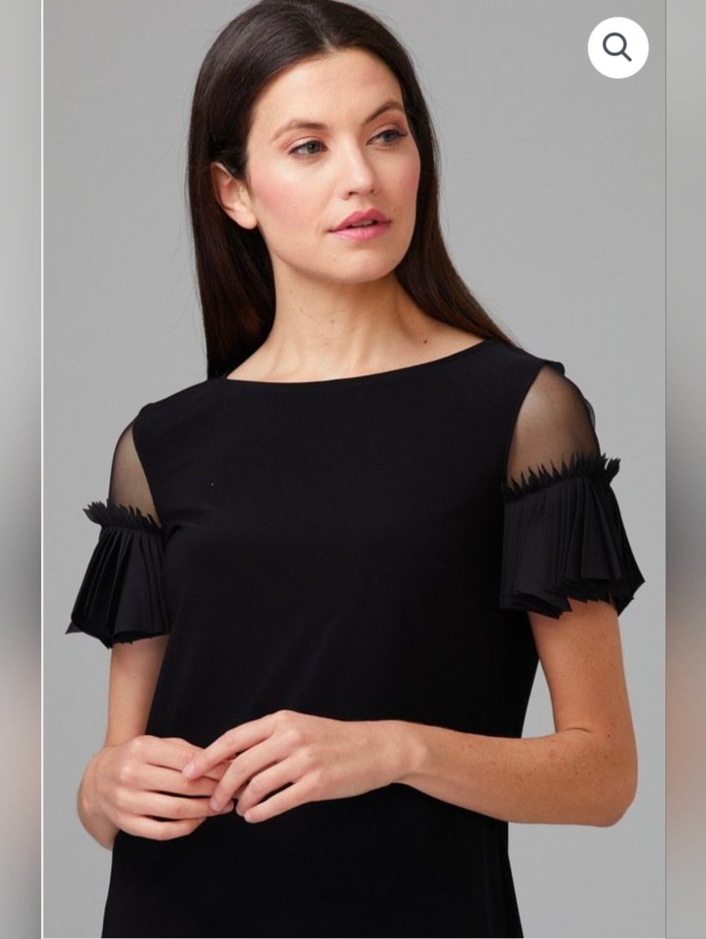 Joseph Ribkoff Elegant Black Ruffle Sleeve Top Size 2